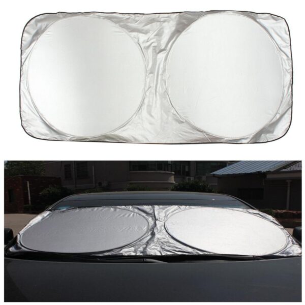 Car Front Ring Wind Screen Shades- Silver Imported - Image 2